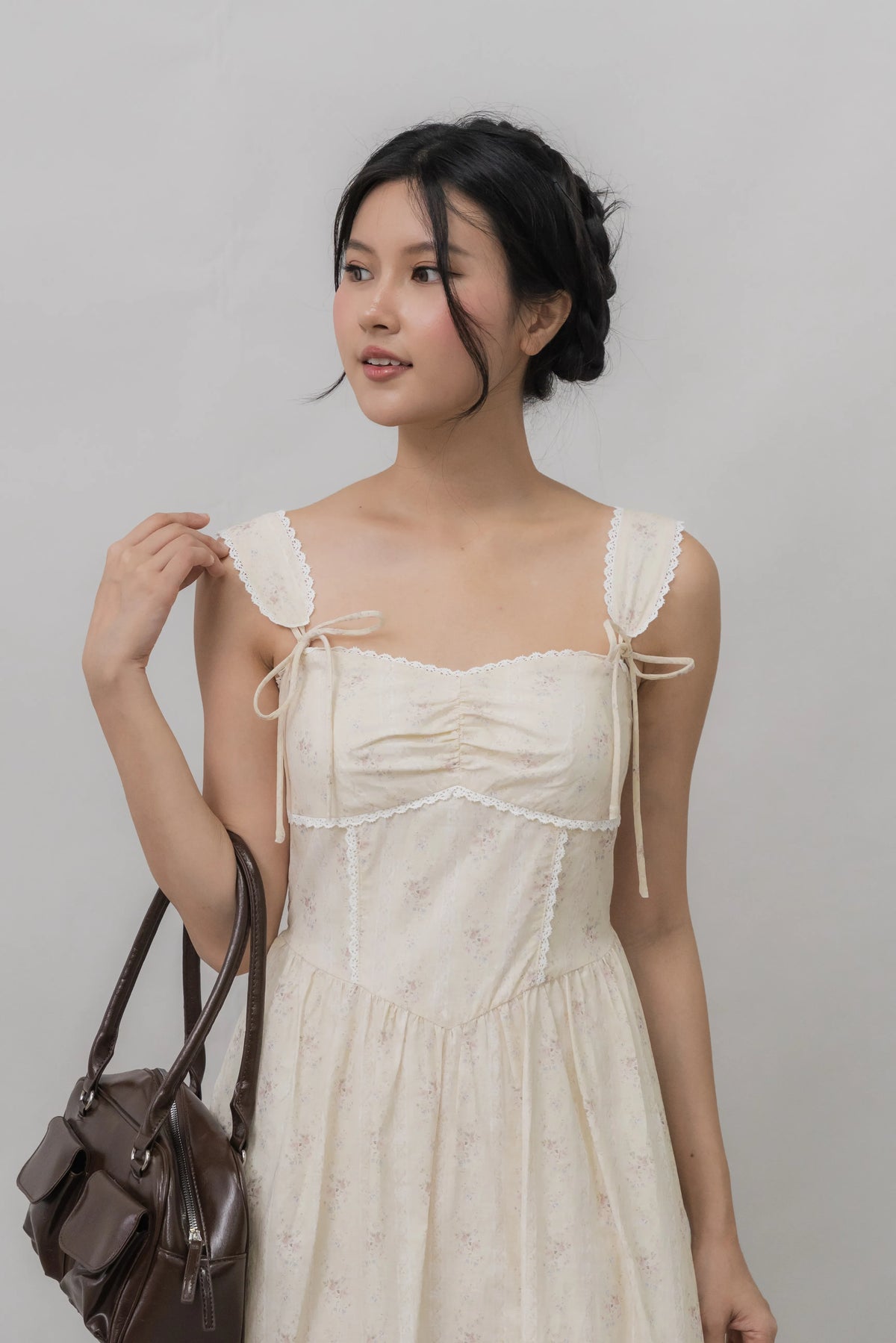 Elora Ribbon Tie Padded Maxi Dress