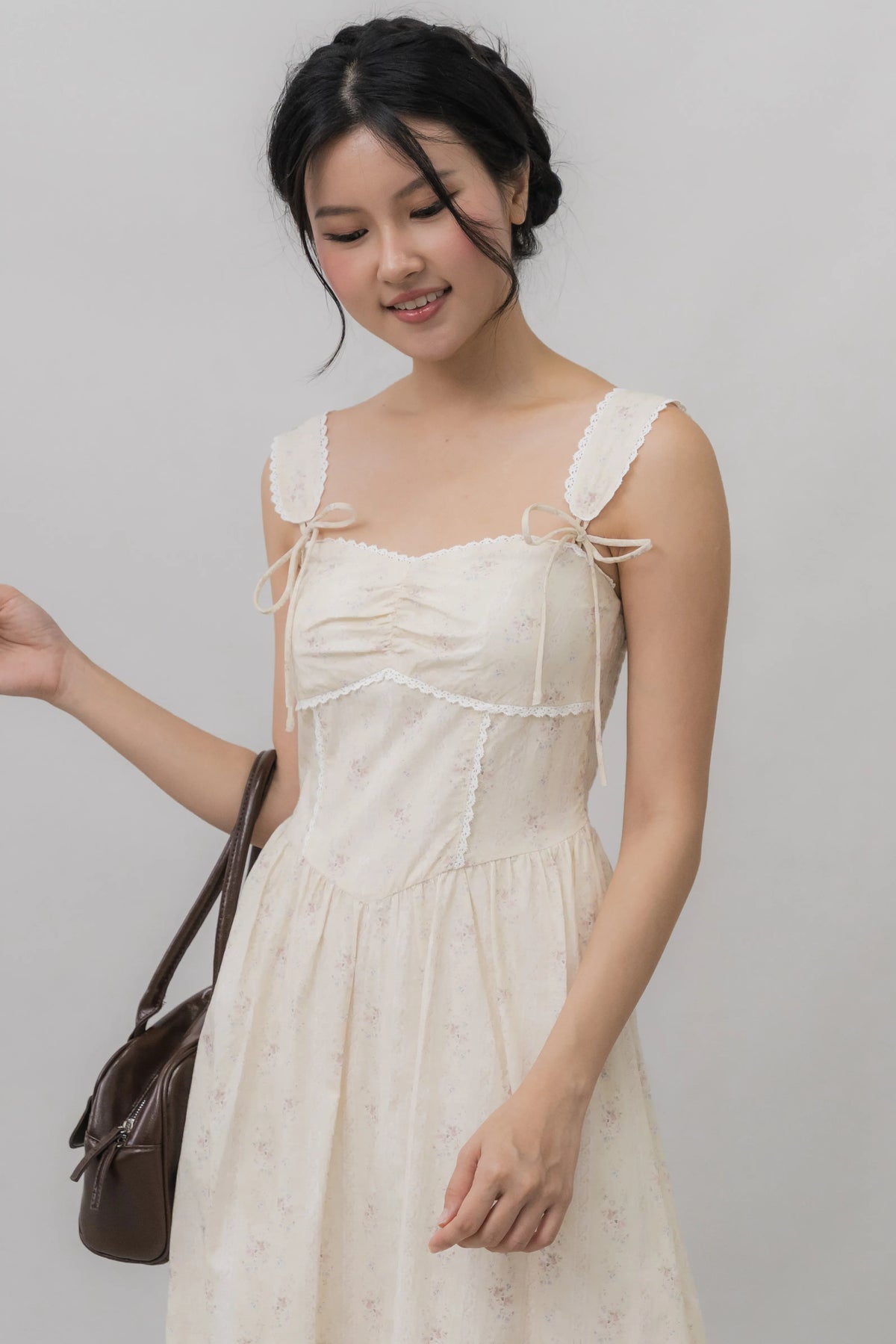Elora Ribbon Tie Padded Maxi Dress