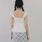 Polly Contrast Trim Padded Sleeved Top