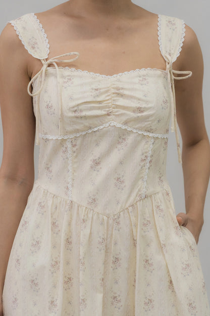 Elora Ribbon Tie Padded Maxi Dress
