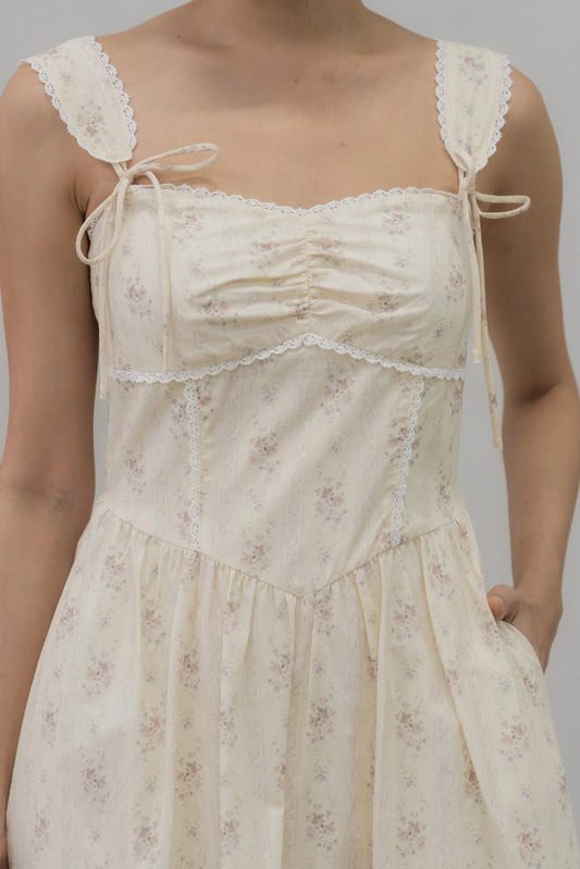 Elora Ribbon Tie Padded Maxi Dress