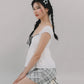 Polly Contrast Trim Padded Sleeved Top