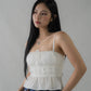 Ellie Ribbon Pintuck Padded Babydoll Top