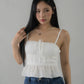 Ellie Ribbon Pintuck Padded Babydoll Top