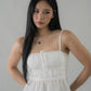 Ellie Ribbon Pintuck Padded Babydoll Top