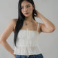 Ellie Ribbon Pintuck Padded Babydoll Top