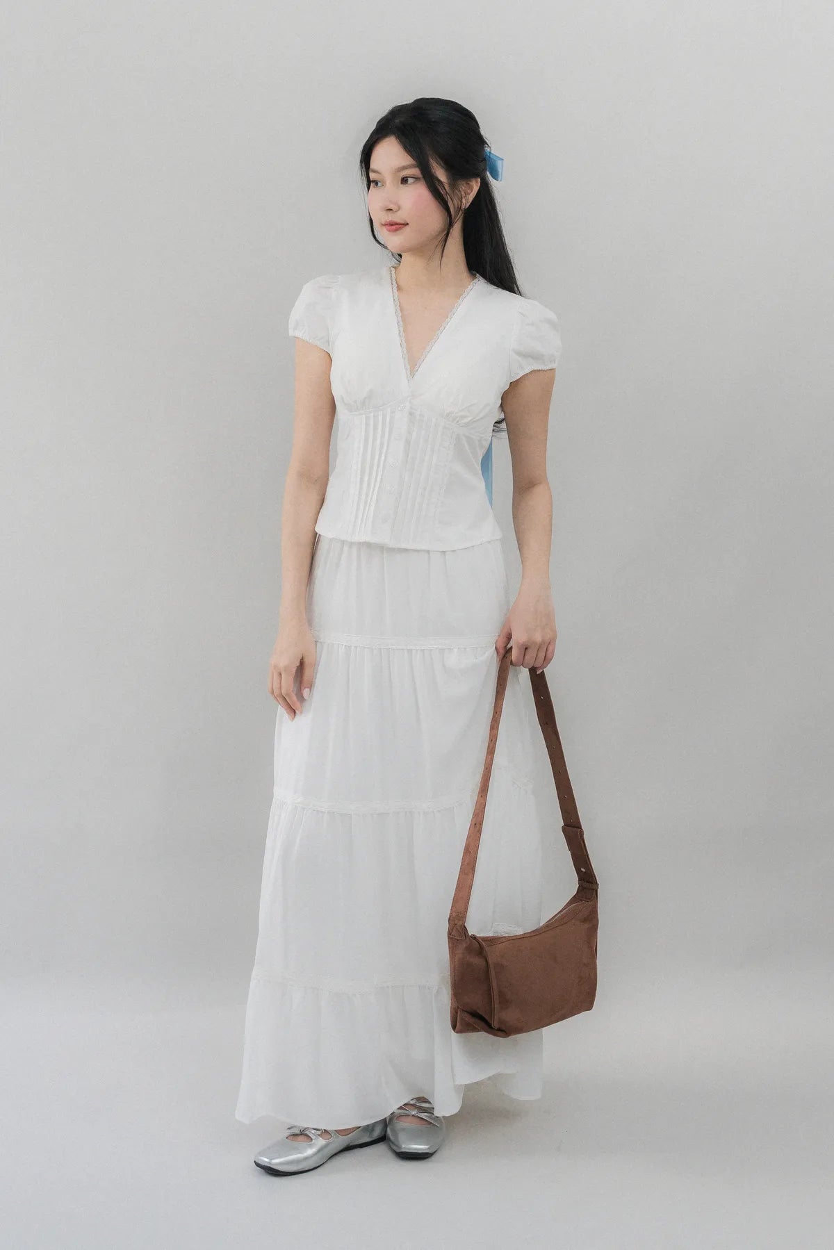 Elise Lace Trim Padded Cap Sleeves Top