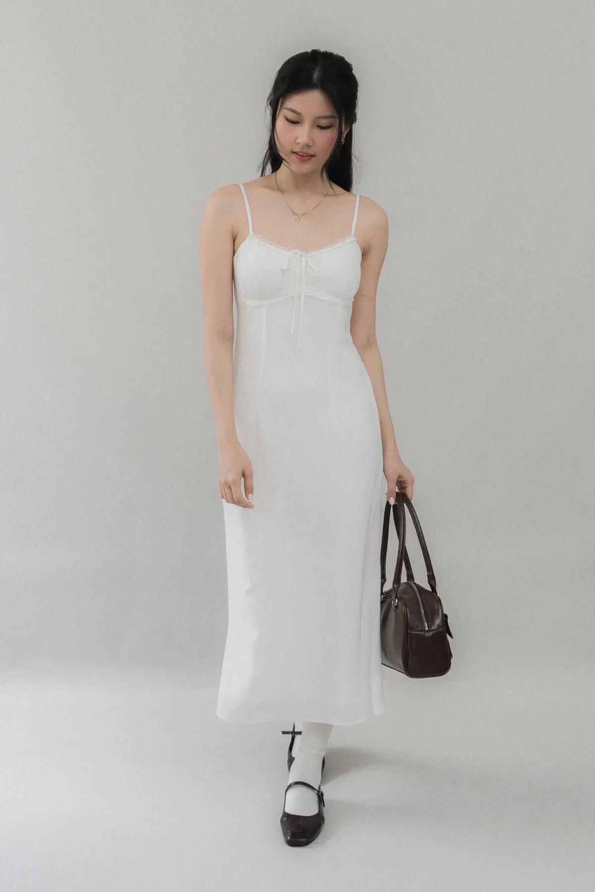 Christine Strappy Padded Lace Ribbon Dress