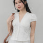 Elise Lace Trim Padded Cap Sleeves Top