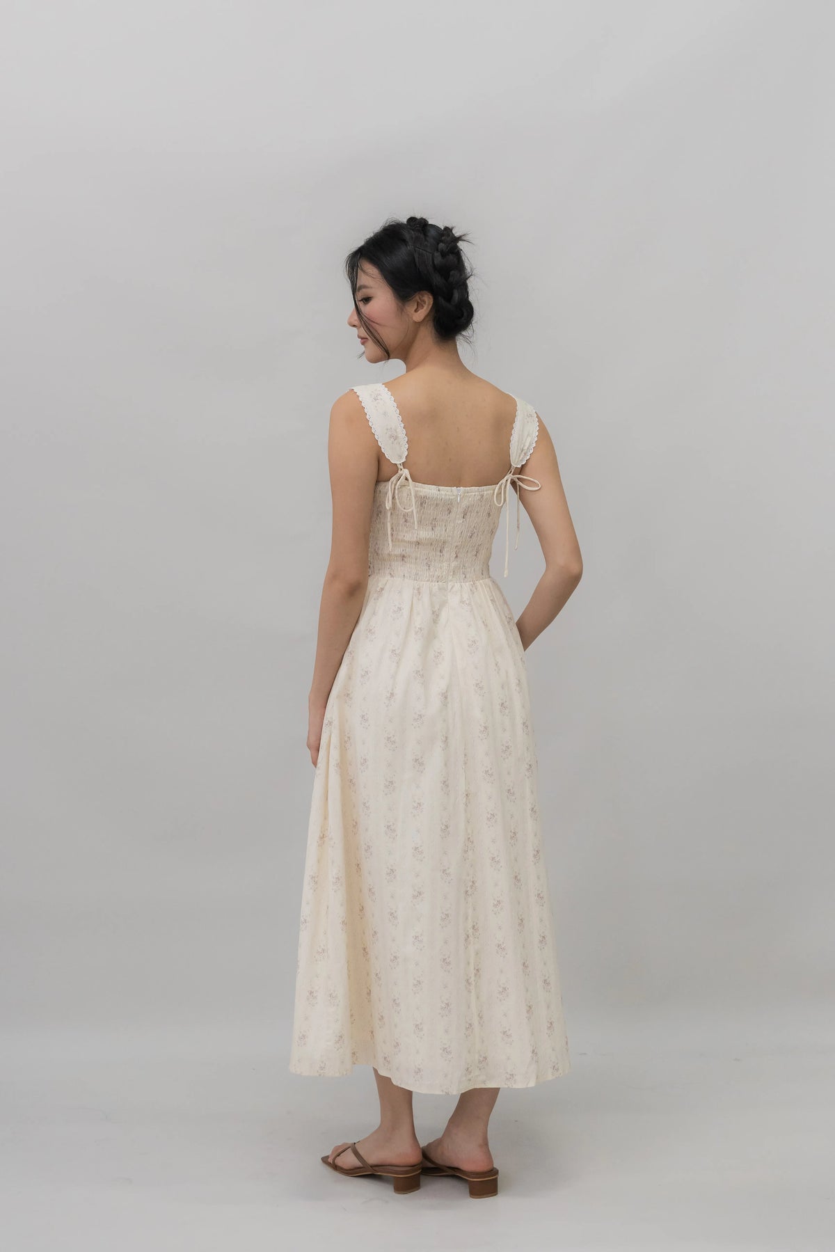 Elora Ribbon Tie Padded Maxi Dress