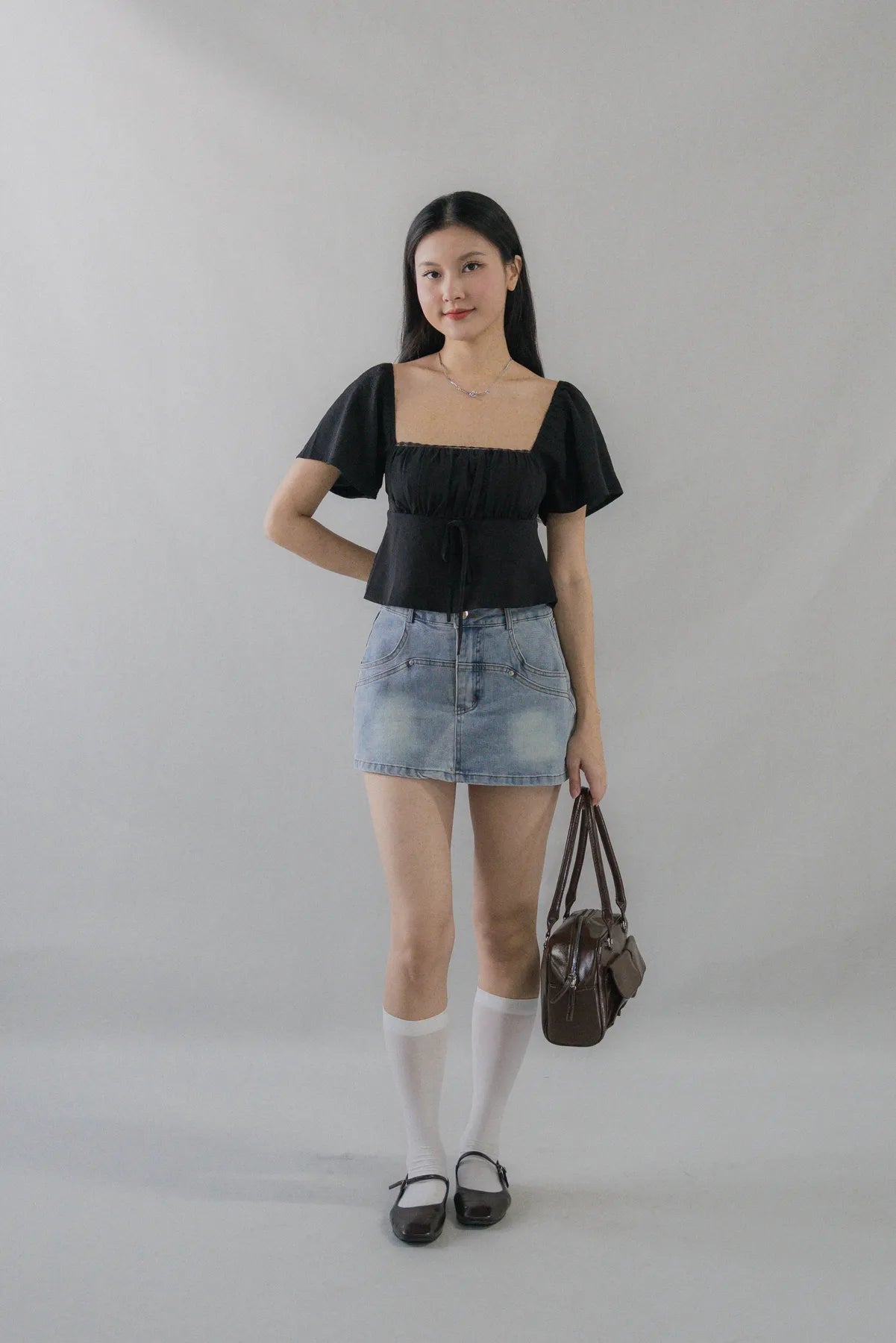 Kiara Flutter Sleeves Padded Babydoll Top