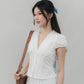 Elise Lace Trim Padded Cap Sleeves Top