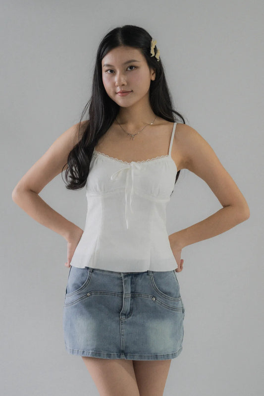 Christine Lace Ribbon Padded Tank Top