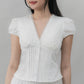 Elise Lace Trim Padded Cap Sleeves Top