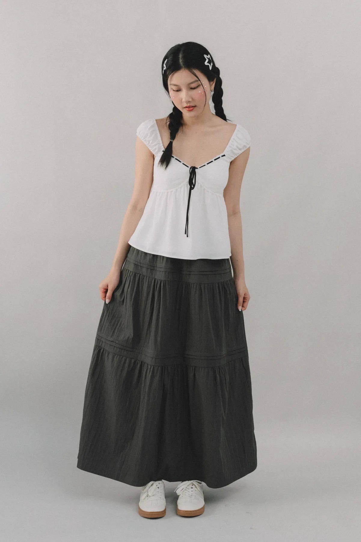*RESTOCK* Arabella Pintuck Flowy Tiered Long Skirt