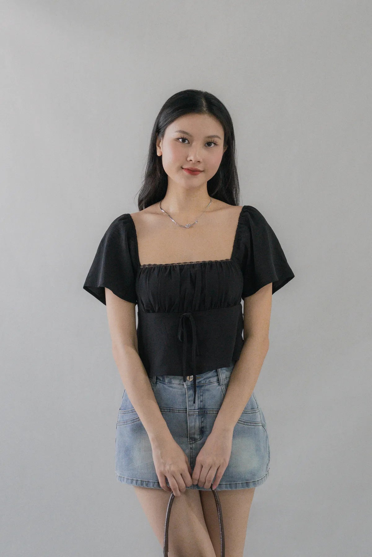 Kiara Flutter Sleeves Padded Babydoll Top