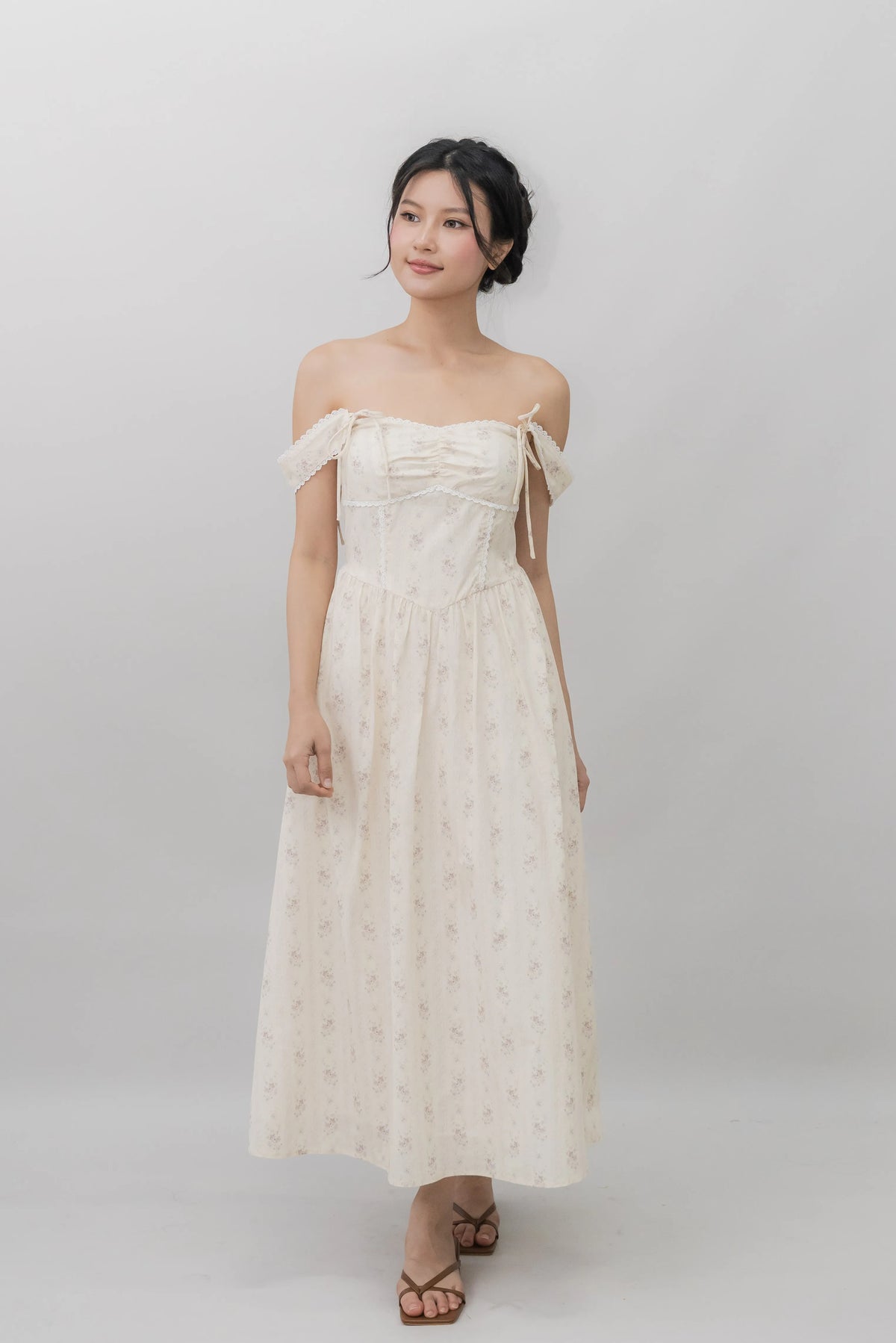 Elora Ribbon Tie Padded Maxi Dress