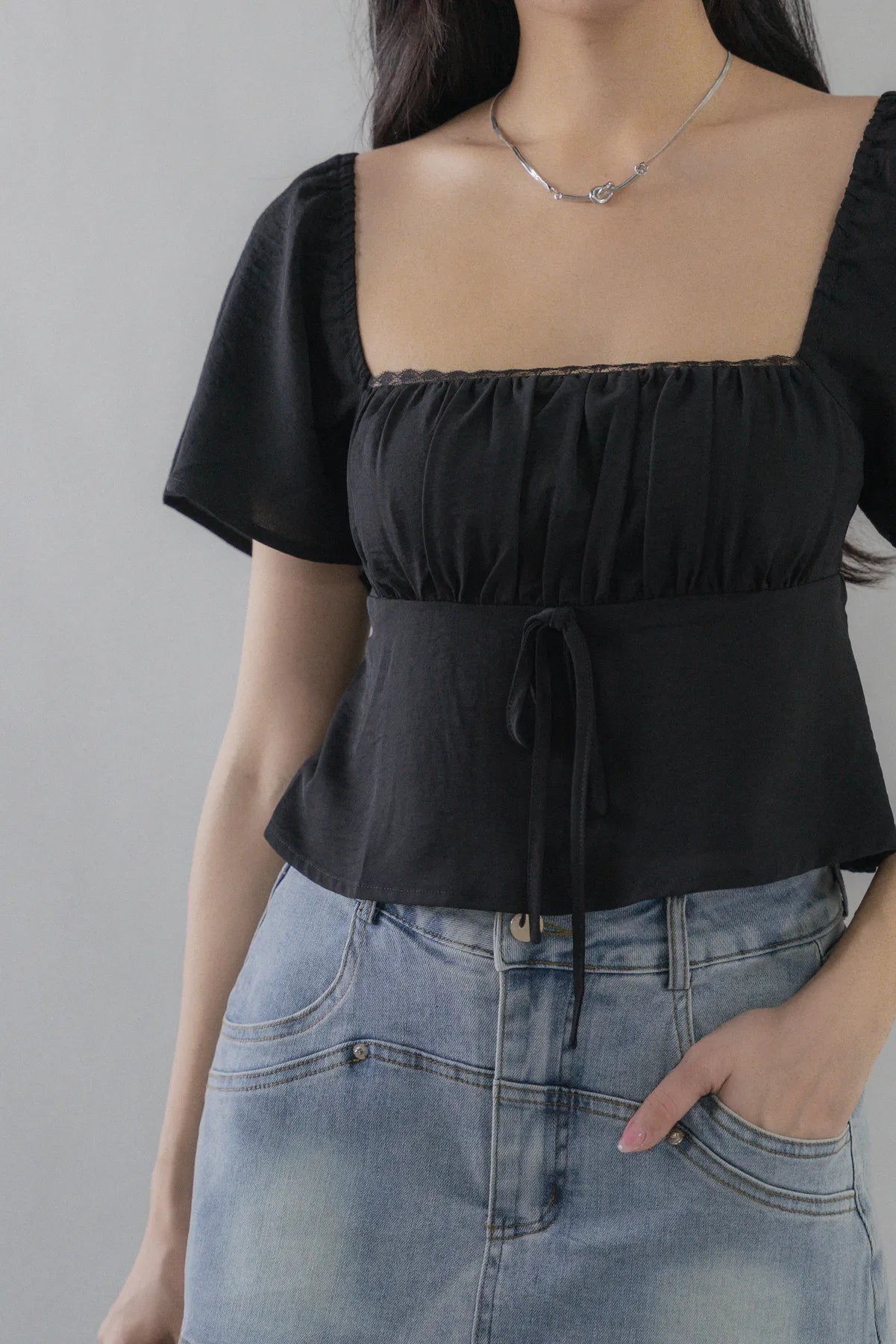 Kiara Flutter Sleeves Padded Babydoll Top