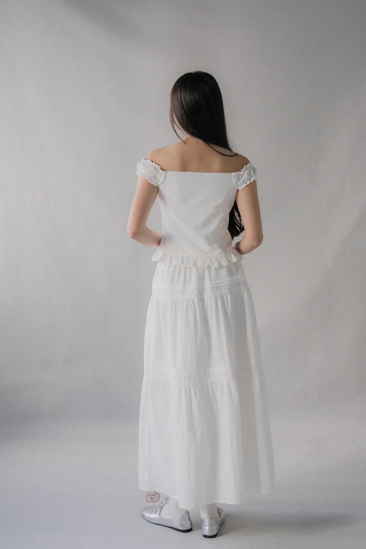 Georgie Pintuck Ruffle Puffed Sleeve Padded Top