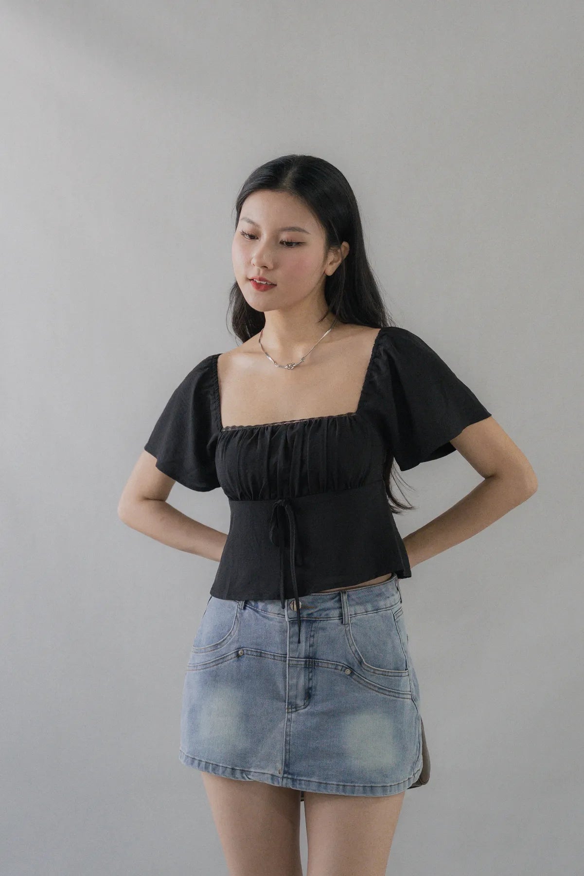 Kiara Flutter Sleeves Padded Babydoll Top