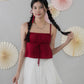 Kiara Lace Trim Ribbon Padded Babydoll Top