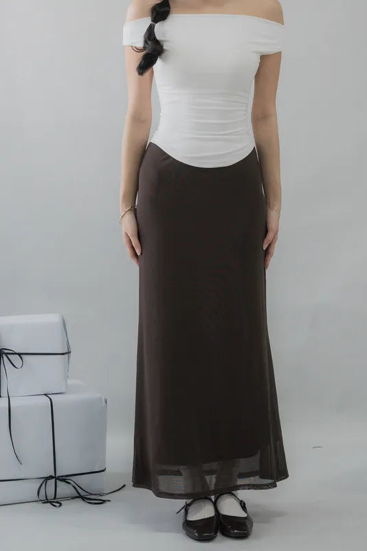 Bradley Fishtail Maxi Soft Mesh Skirt