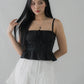 Ellie Ribbon Pintuck Padded Babydoll Top