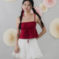 Kiara Lace Trim Ribbon Padded Babydoll Top