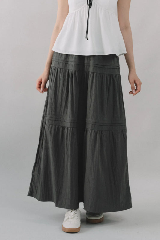 *RESTOCK* Arabella Pintuck Flowy Tiered Long Skirt