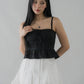 Ellie Ribbon Pintuck Padded Babydoll Top