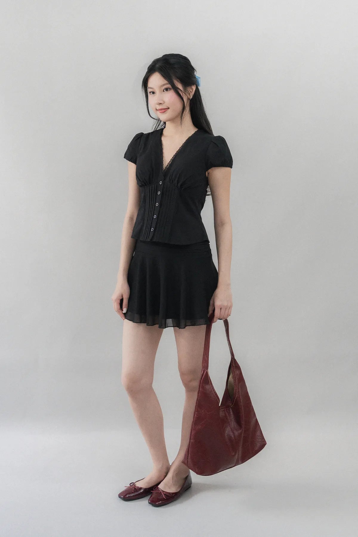 Elise Lace Trim Padded Cap Sleeves Top
