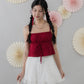 Kiara Lace Trim Ribbon Padded Babydoll Top