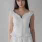 Georgie Pintuck Ruffle Puffed Sleeve Padded Top