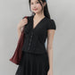 Elise Lace Trim Padded Cap Sleeves Top