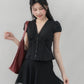 Elise Lace Trim Padded Cap Sleeves Top