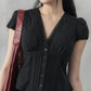 Elise Lace Trim Padded Cap Sleeves Top