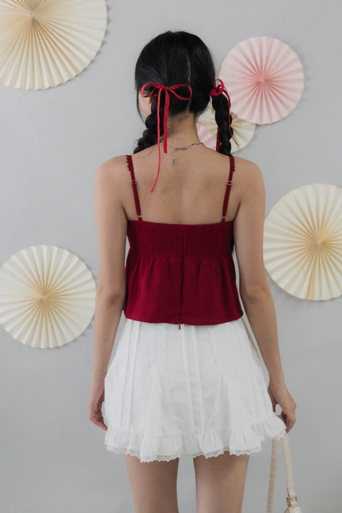 Kiara Lace Trim Ribbon Padded Babydoll Top
