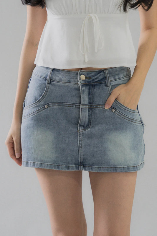 Miki Structured Denim Mini Skorts