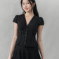 Elise Lace Trim Padded Cap Sleeves Top