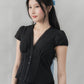 Elise Lace Trim Padded Cap Sleeves Top