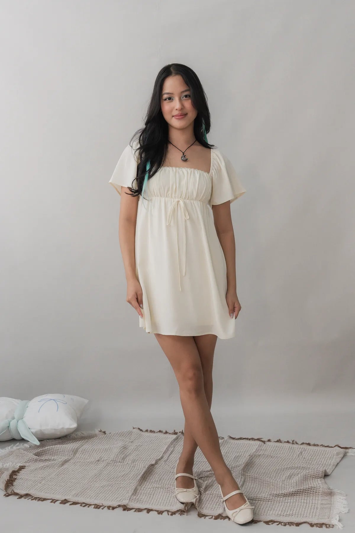 Kiara Flutter Sleeves Padded Babydoll Romper Dress