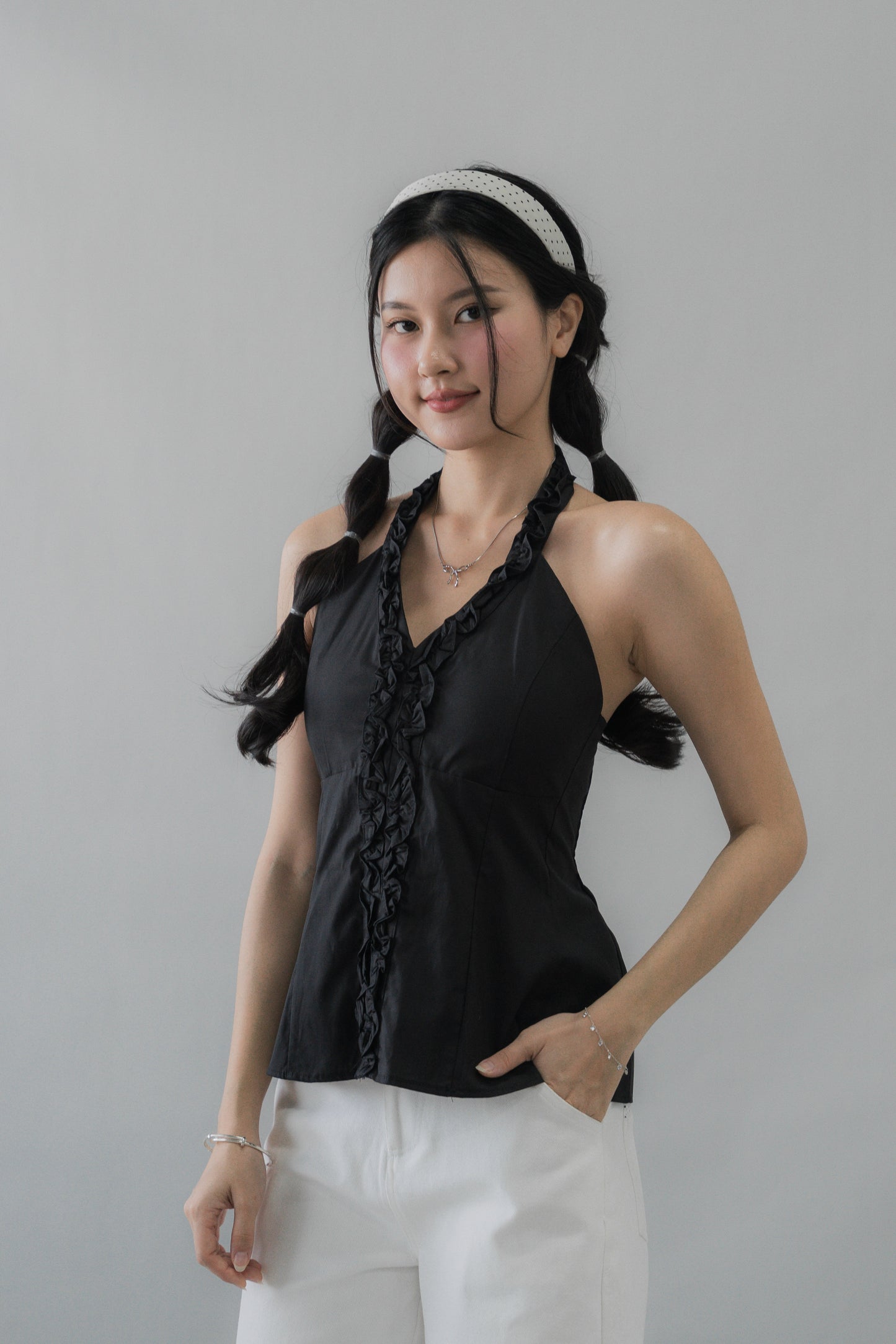 Krissy V-Neck Padded Longline Halter Top V2
