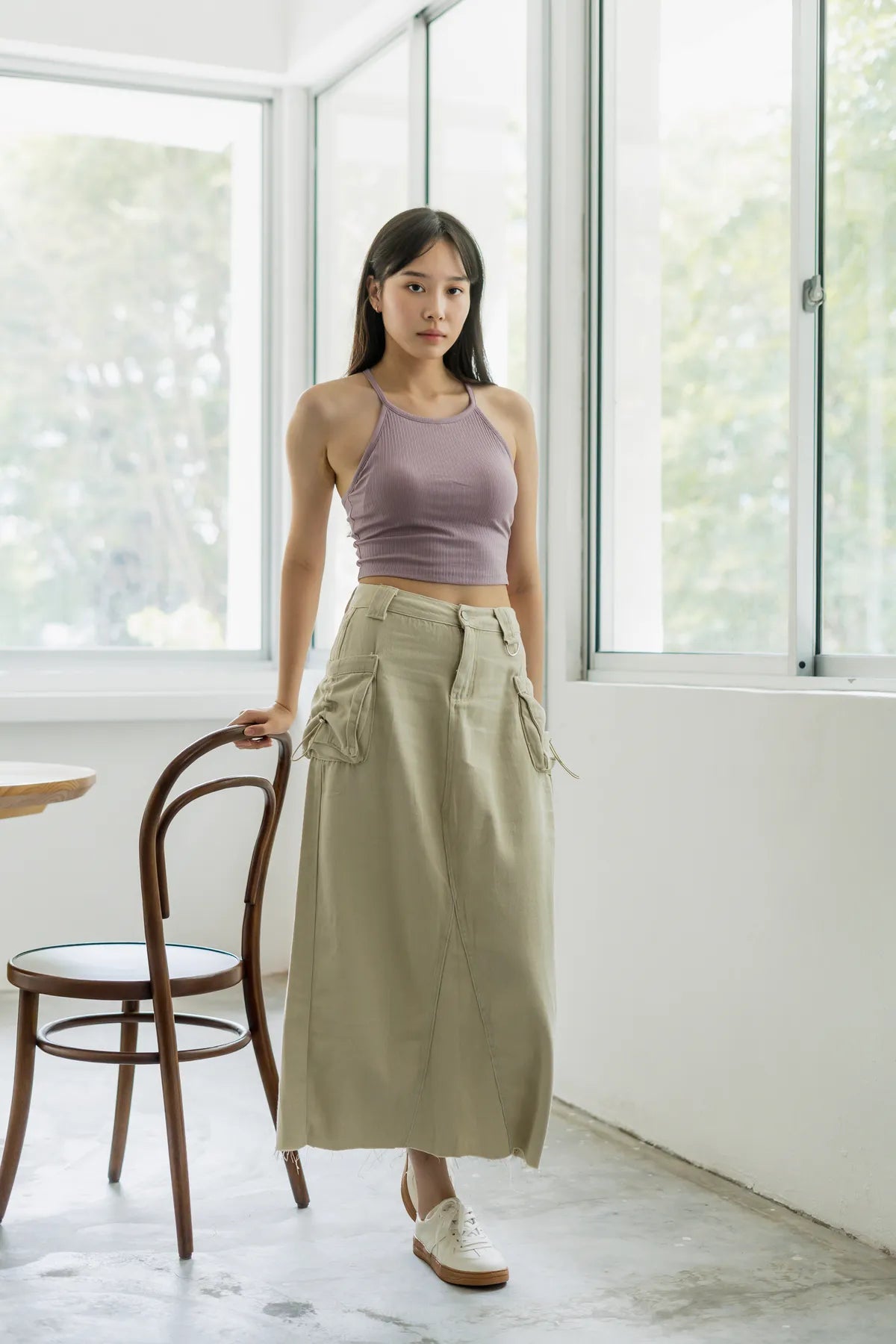 Alexia Cargo Denim Maxi Skirt