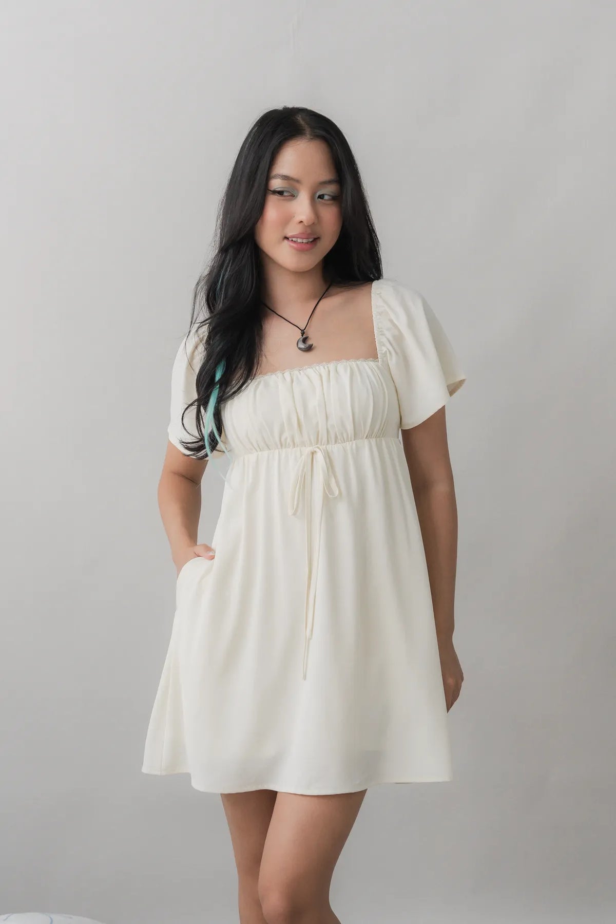 Kiara Flutter Sleeves Padded Babydoll Romper Dress