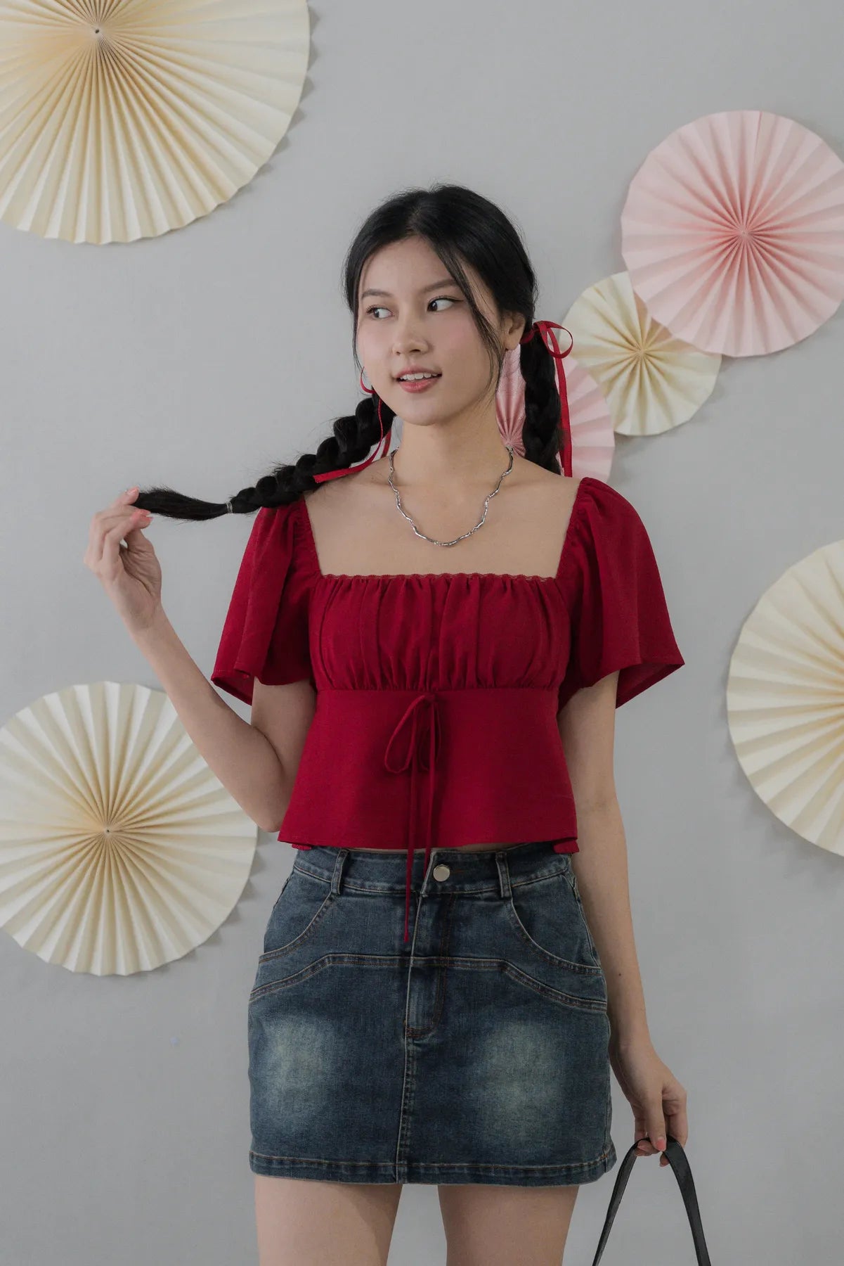 Kiara Flutter Sleeves Padded Babydoll Top