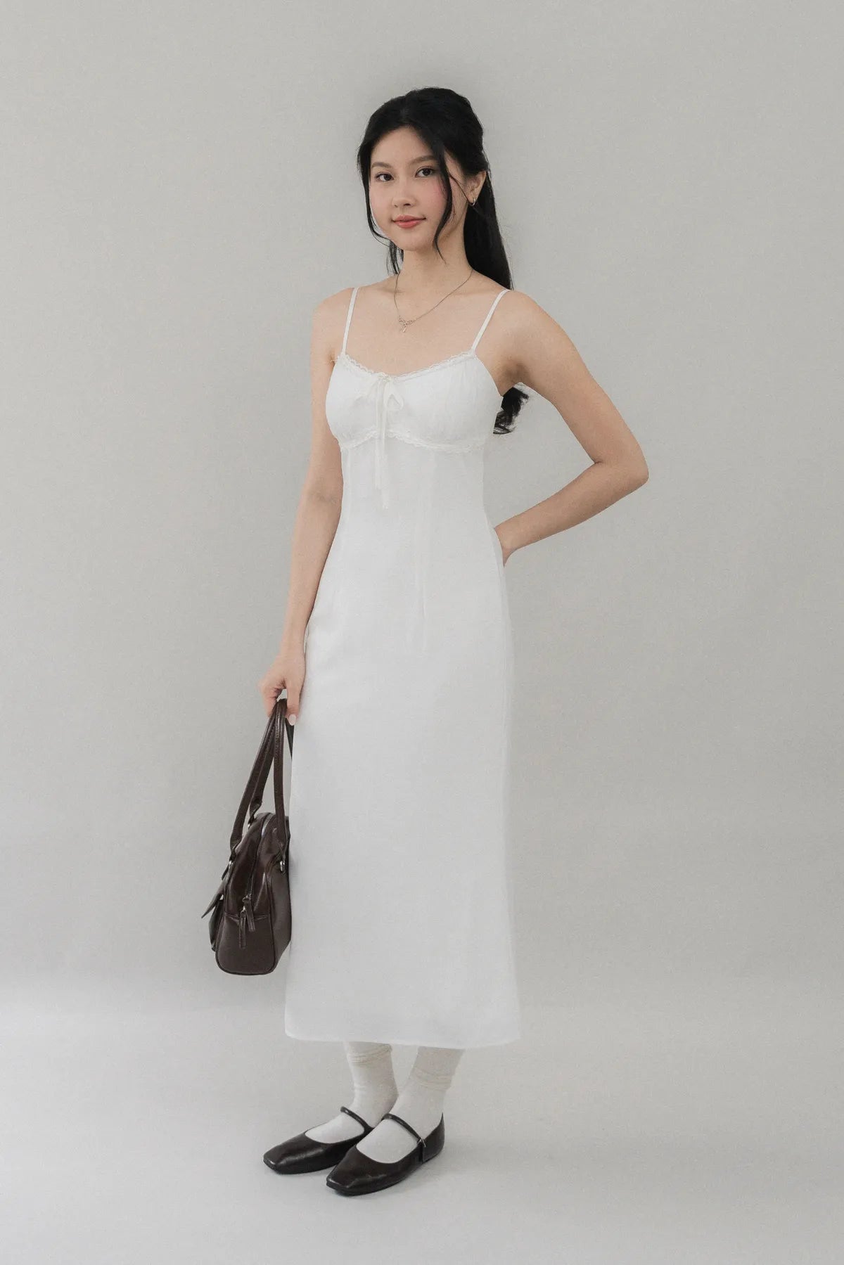 Christine Strappy Padded Lace Ribbon Dress