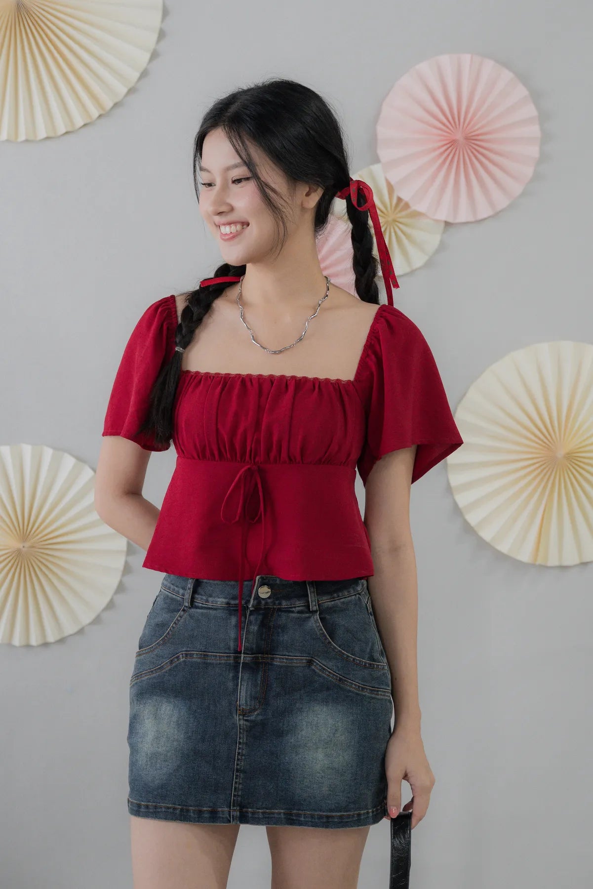 Kiara Flutter Sleeves Padded Babydoll Top