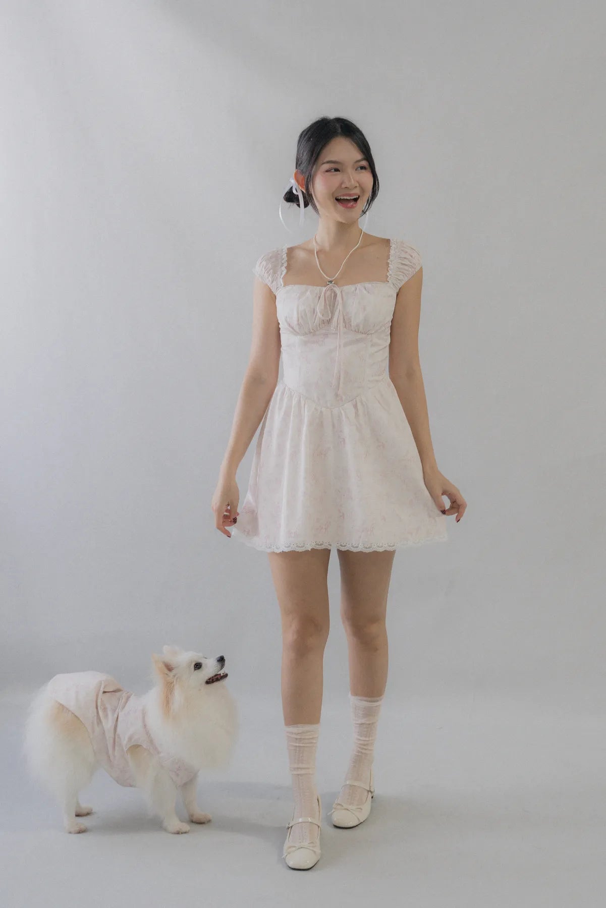 Nikita Padded Lace Trim Romper Dress