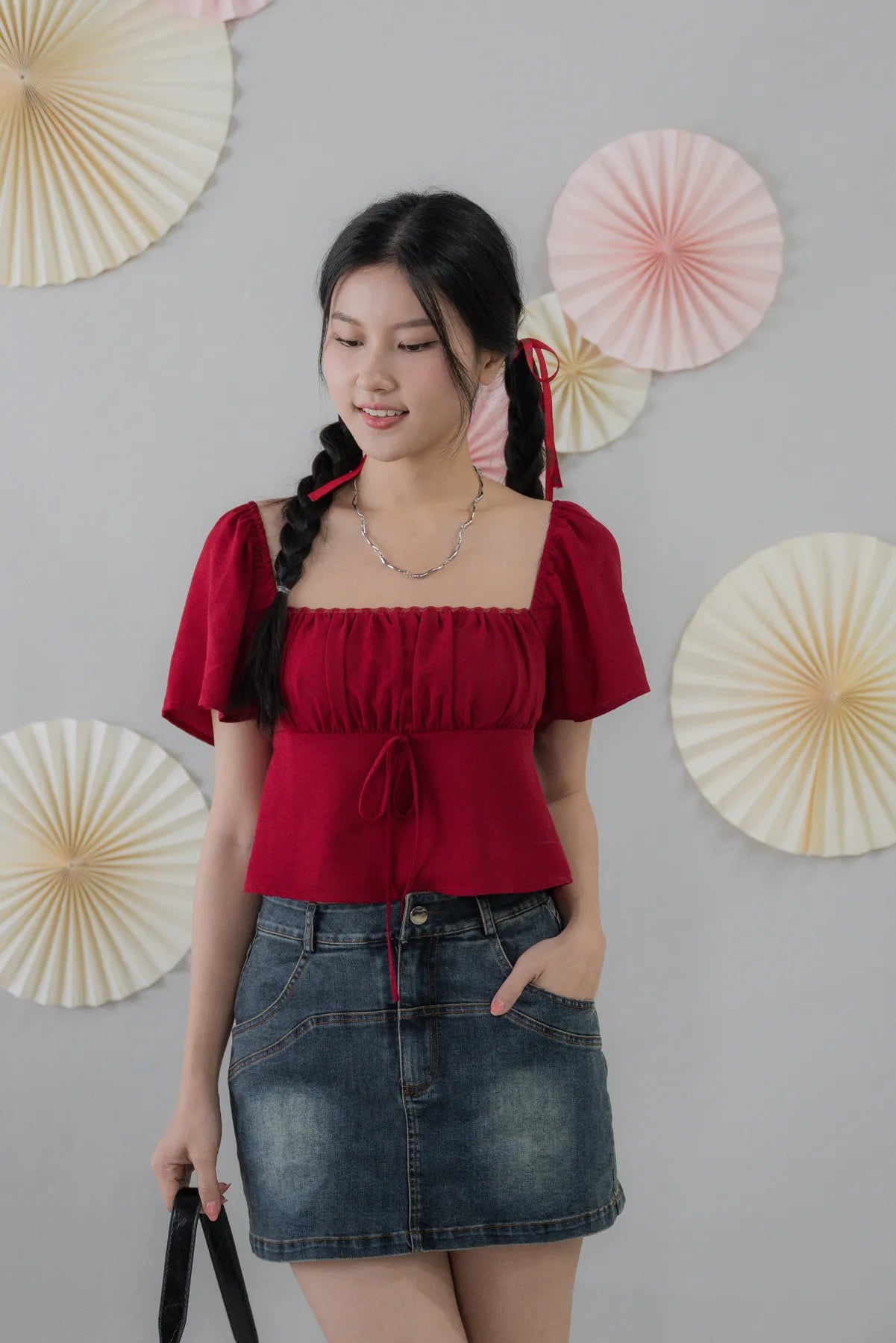 Kiara Flutter Sleeves Padded Babydoll Top