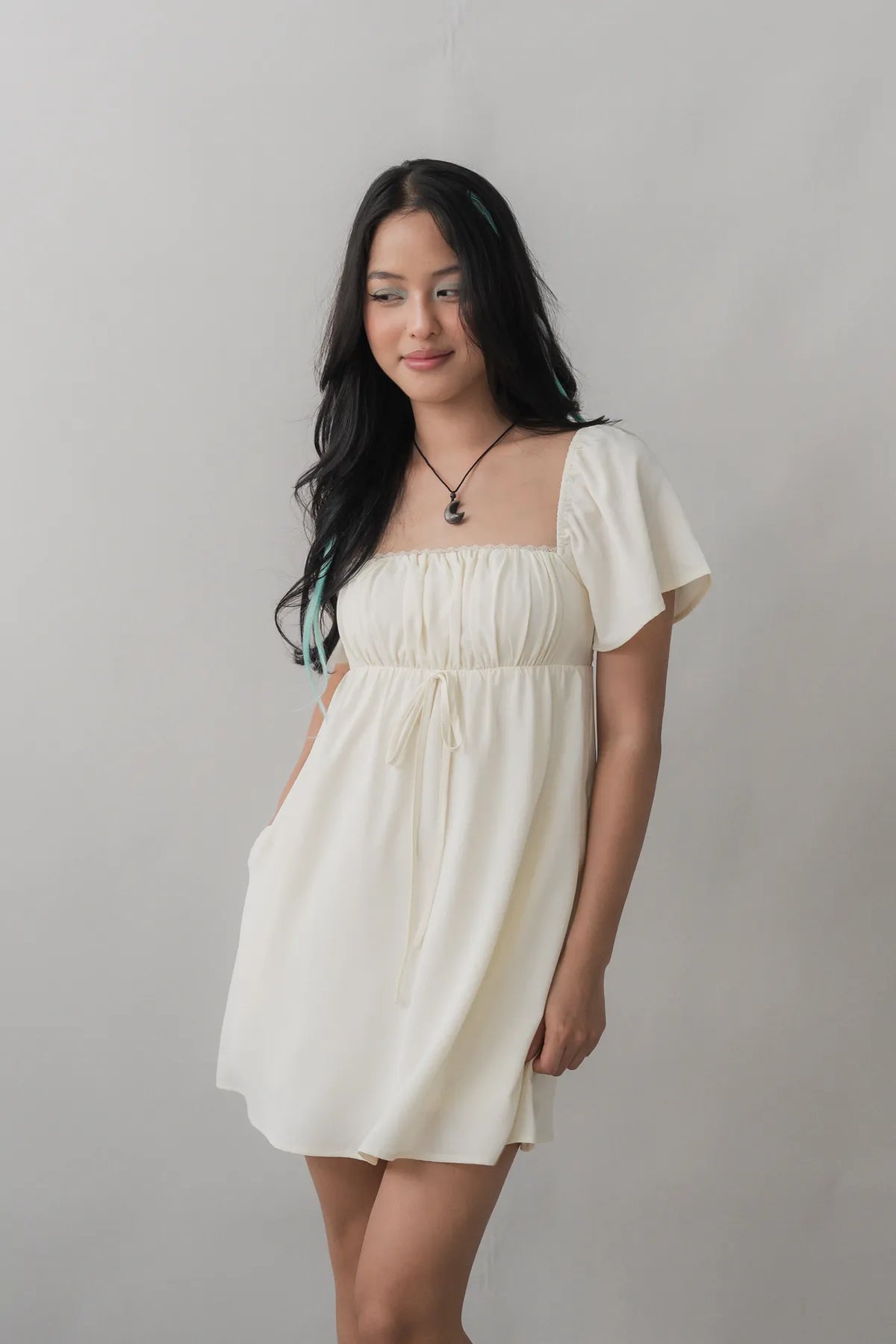 Kiara Flutter Sleeves Padded Babydoll Romper Dress